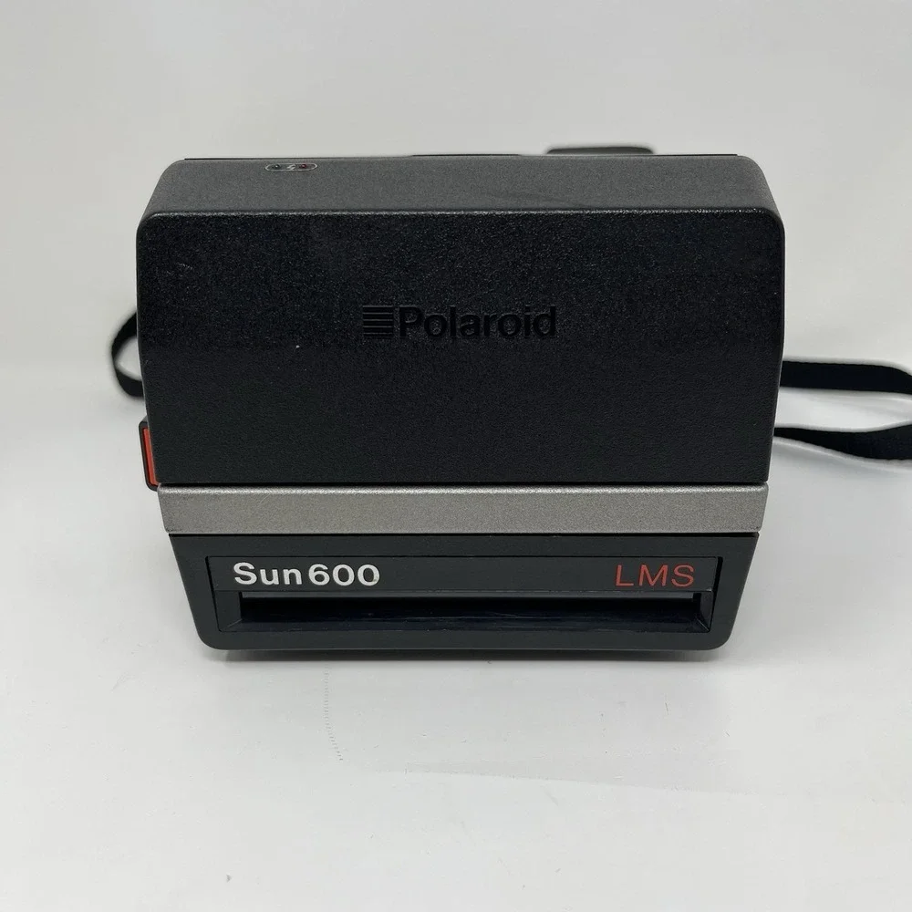 Vintage Polaroid Sun 600 LMS Instant Film Camera Silver Face Built-In Flash